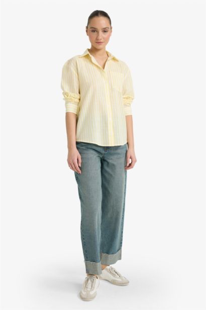 Oversize Fit Shirt Collar Long Sleeve Shirt