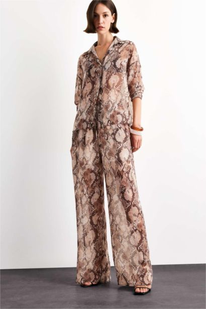 Relax Fit Regular Hem Chiffon Trousers