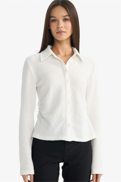 Slim Fit Shirt Collar Long Sleeve Shirt