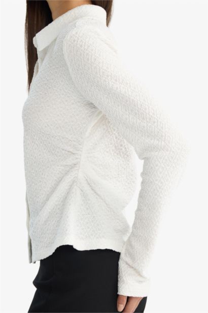 Slim Fit Shirt Collar Long Sleeve Shirt