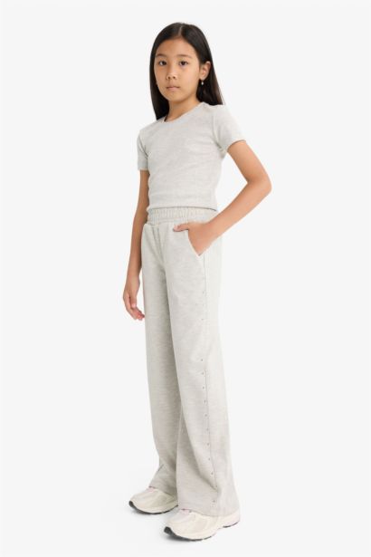 Girl Elastic Waist Wide Leg Sweatpants