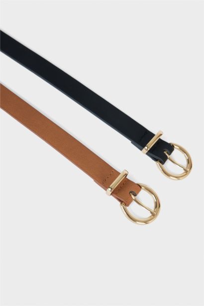 Kadın Suni Deri 2'li Günlük Kemer