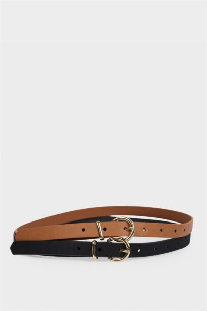 Kadın Suni Deri 2'li Günlük Kemer