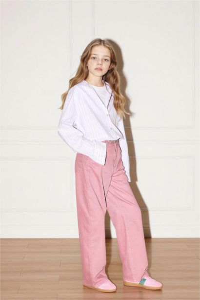 Girl Wide Leg Gabardine Trousers