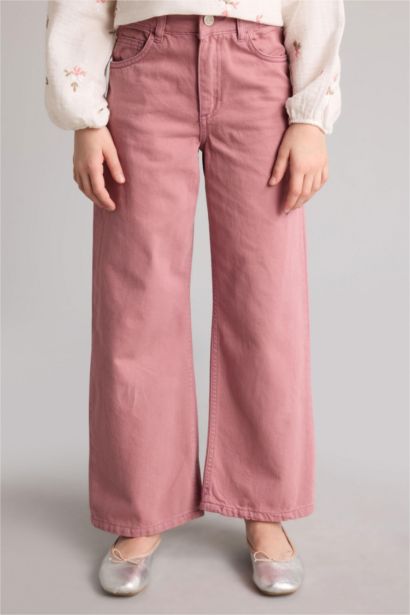Girl Wide Leg Gabardine Trousers