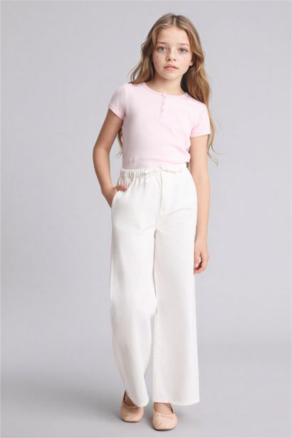 Wide Leg Gabardine Trousers