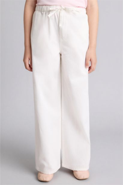Wide Leg Gabardine Trousers