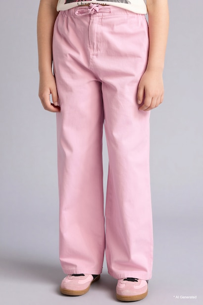Pantalon en gabardine à jambes larges pour fille