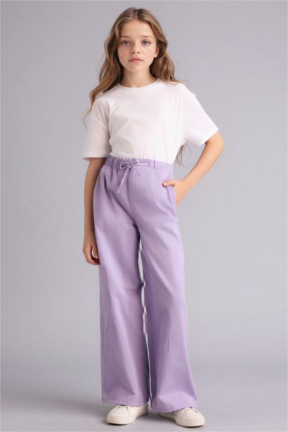 Girl Wide Leg Gabardine Trousers