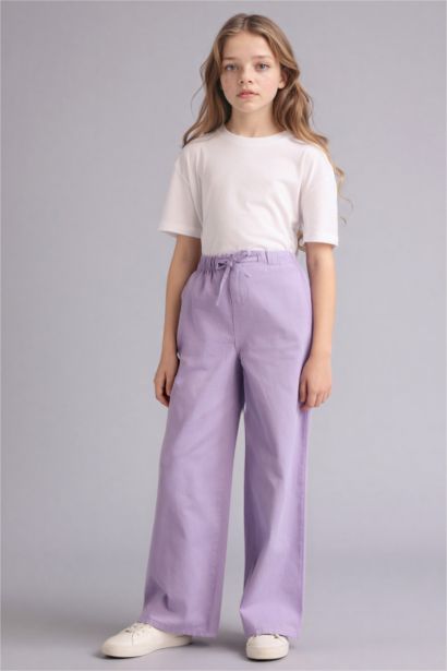 Girl Wide Leg Gabardine Trousers