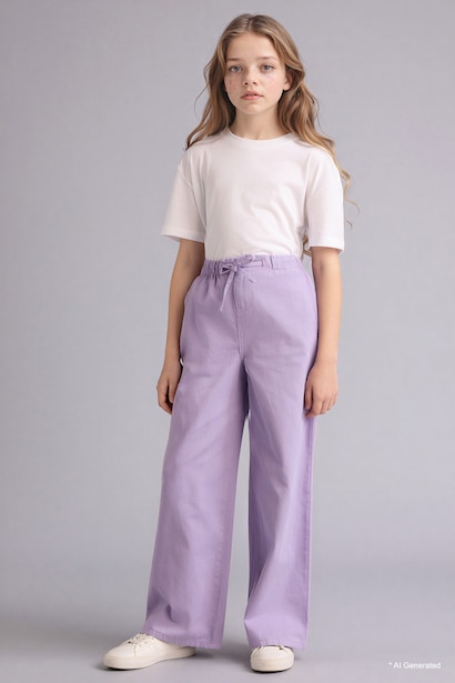 Pantalon en gabardine à jambes larges pour fille