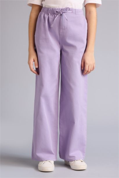 Girl Wide Leg Gabardine Trousers