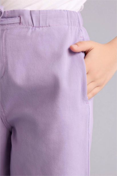 Girl Wide Leg Gabardine Trousers