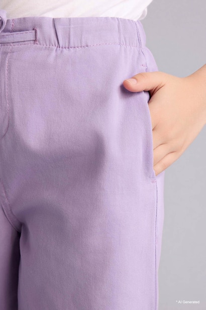 Pantalon en gabardine à jambes larges pour fille