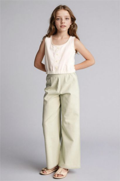 Wide Leg Cotton Trousers
