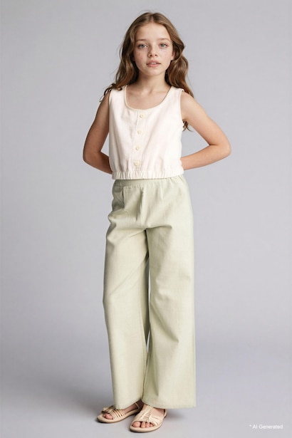 Girl Wide Leg Cotton Trousers