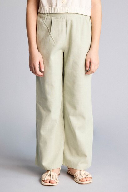 Girl Wide Leg Cotton Trousers