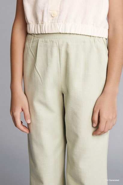 Girl Wide Leg Cotton Trousers