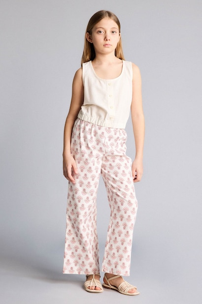 Girl Wide Leg Cotton Trousers