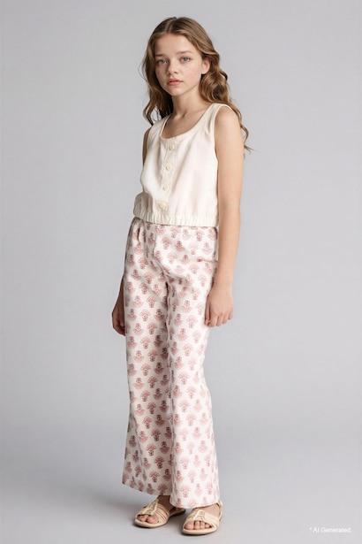 Girl Wide Leg Cotton Trousers