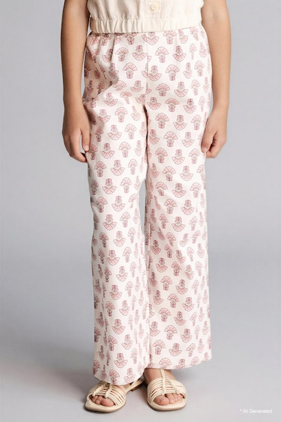Girl Wide Leg Cotton Trousers