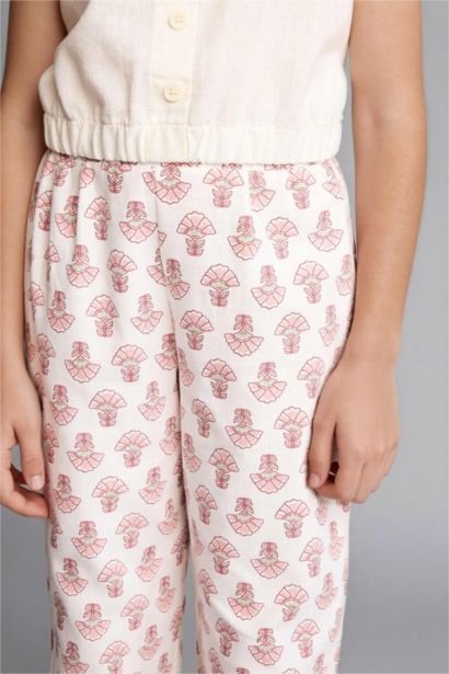 بنطرون بناتي قطن وايد ليج برجل واسع