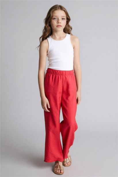 Straıght Wıde Krinkıl Pantolon Kız Çocuk