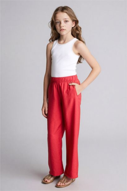 Straıght Wıde Krinkıl Pantolon Kız Çocuk