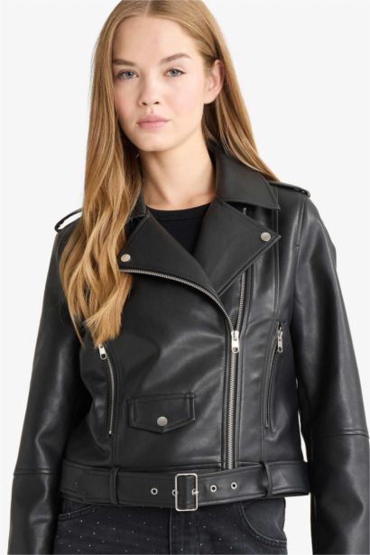 Relax Fit Faux Leather Jacket