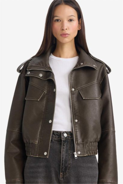 Relax Fıt Suni Deri Mont