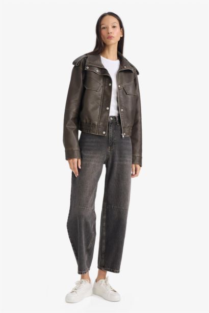 Relax Fıt Suni Deri Mont