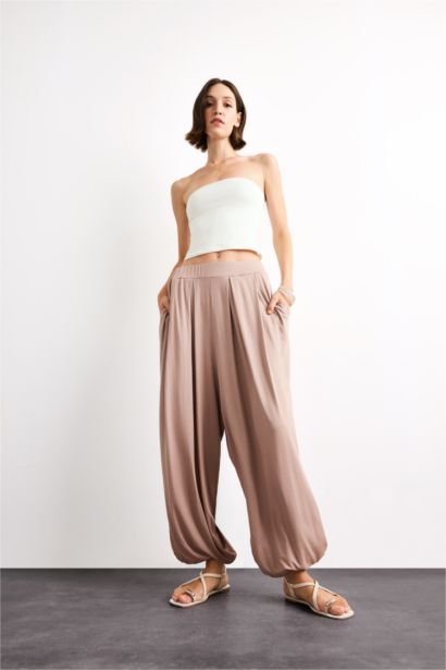Baggy Fit Regular Waist Jogger Modal Trousers