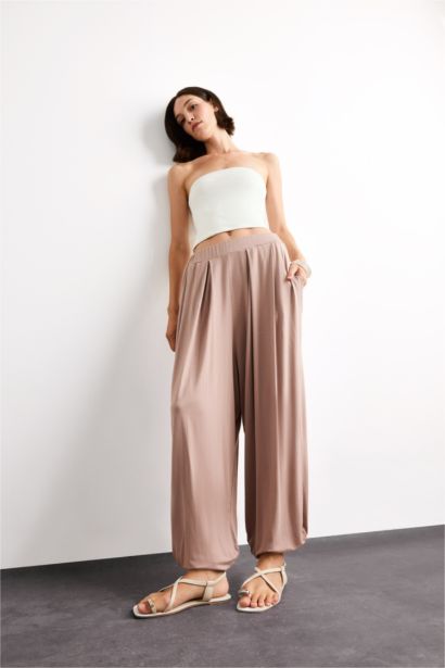 Baggy Fit Regular Waist Jogger Modal Trousers