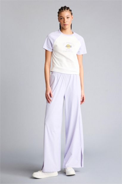 Брюки NBA Los Angeles Lakers Wide Leg стандартной длины с карманами и широкими штанинами