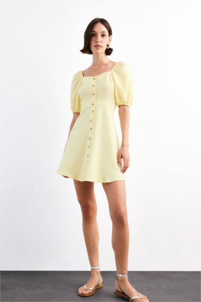 Balloon Sleeves Mini Dress