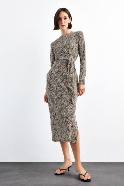 فستان ميدي تايجر تويل ردن طويل