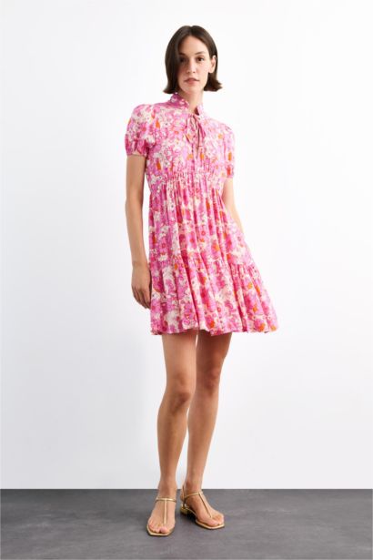 Floral Short Sleeve Mini Dress