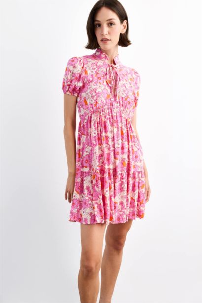 Floral Short Sleeve Mini Dress