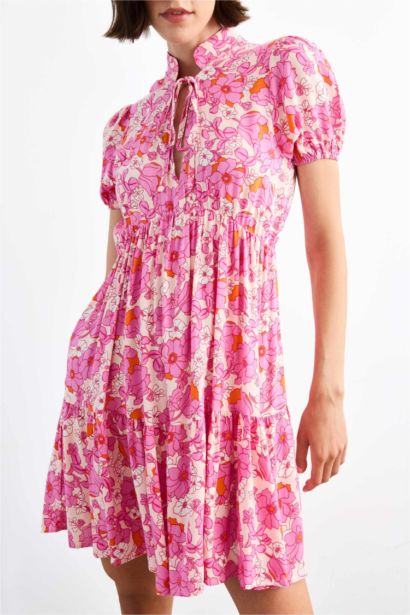 Floral Short Sleeve Mini Dress