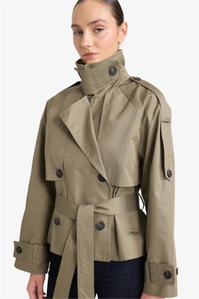 Хлопковый тренч Regular Fit с воротником-смокинг