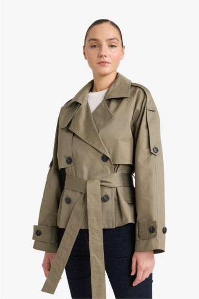 Хлопковый тренч Regular Fit с воротником-смокинг