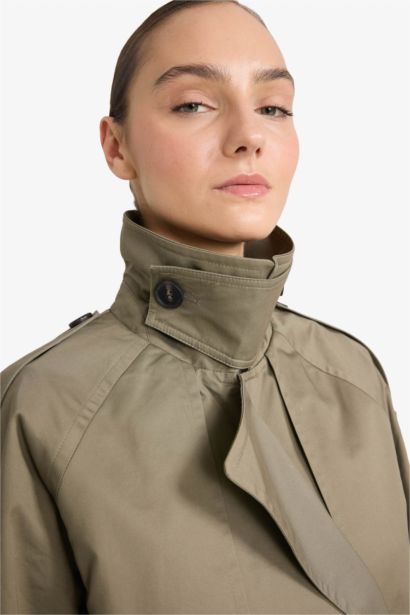 Хлопковый тренч Regular Fit с воротником-смокинг