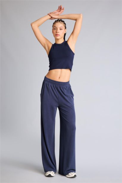 Спортивные брюки Wide Leg из модала со стандартной длиной и широкими штанинами