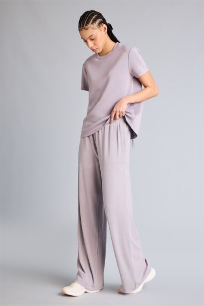 Спортивные брюки Wide Leg из модала со стандартной длиной и широкими штанинами