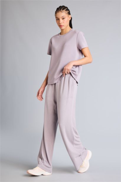 Спортивные брюки Wide Leg из модала со стандартной длиной и широкими штанинами