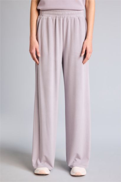 Спортивные брюки Wide Leg из модала со стандартной длиной и широкими штанинами