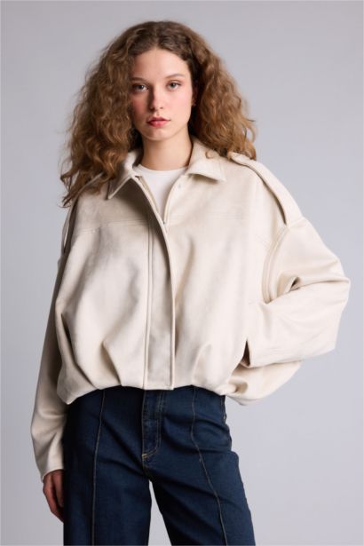 Su Geçirmez Regular Fıt Süet Mont