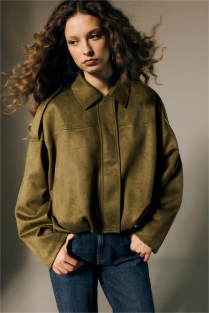 Su Geçirmez Regular Fıt Süet Mont