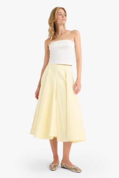 A Cut Poplin Lined Normal Waist Maxi Skirt