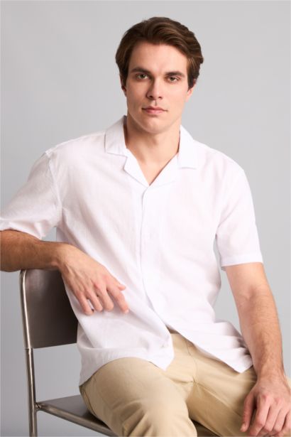 Regular Fit Resort Neck Cotton Short Sleeve Shirt